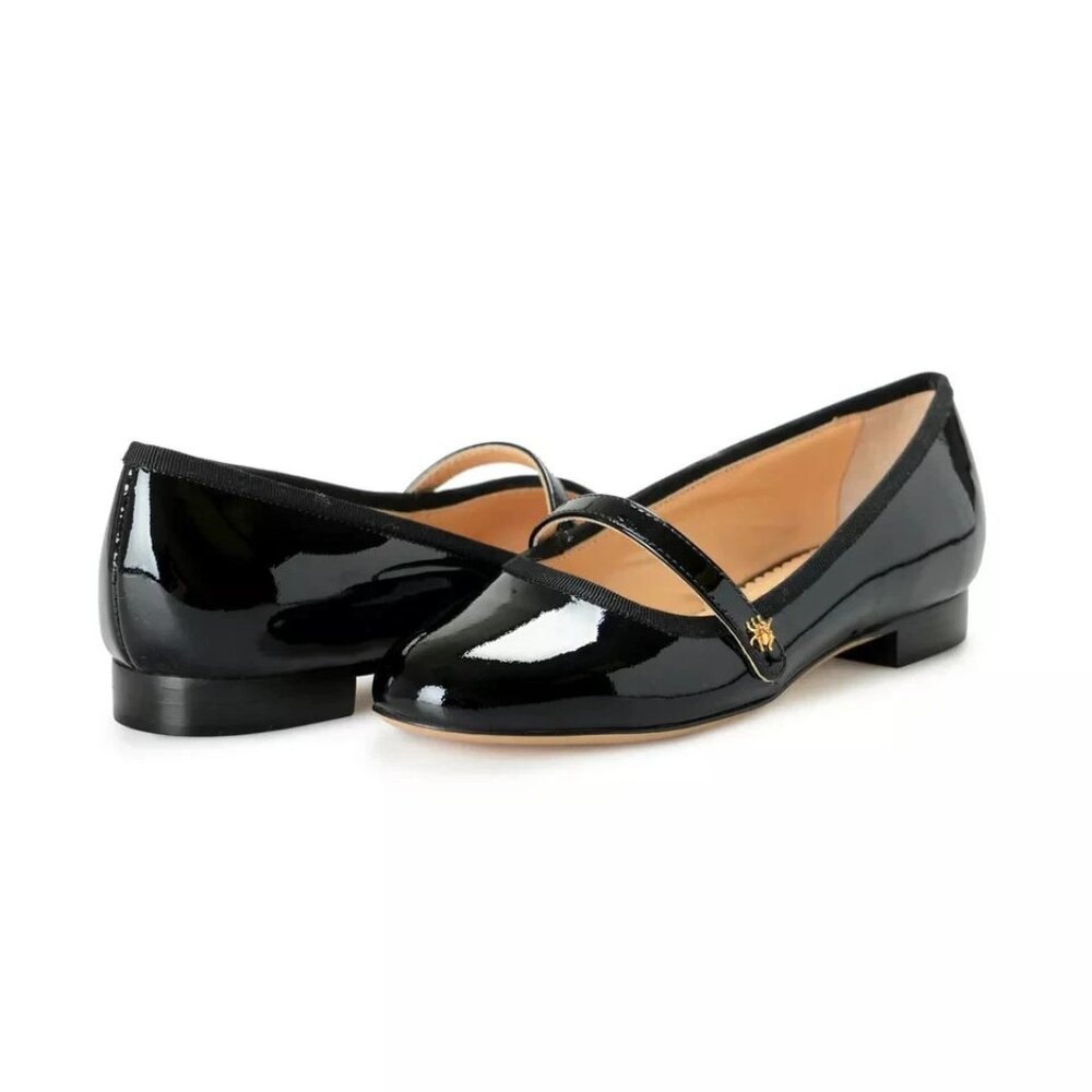Ballet Flats Shoes Charlotte Olympia Girls "INCY MARY-JANE" Black Patent Leather